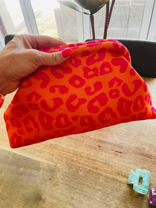Leopard Fabric Clutch