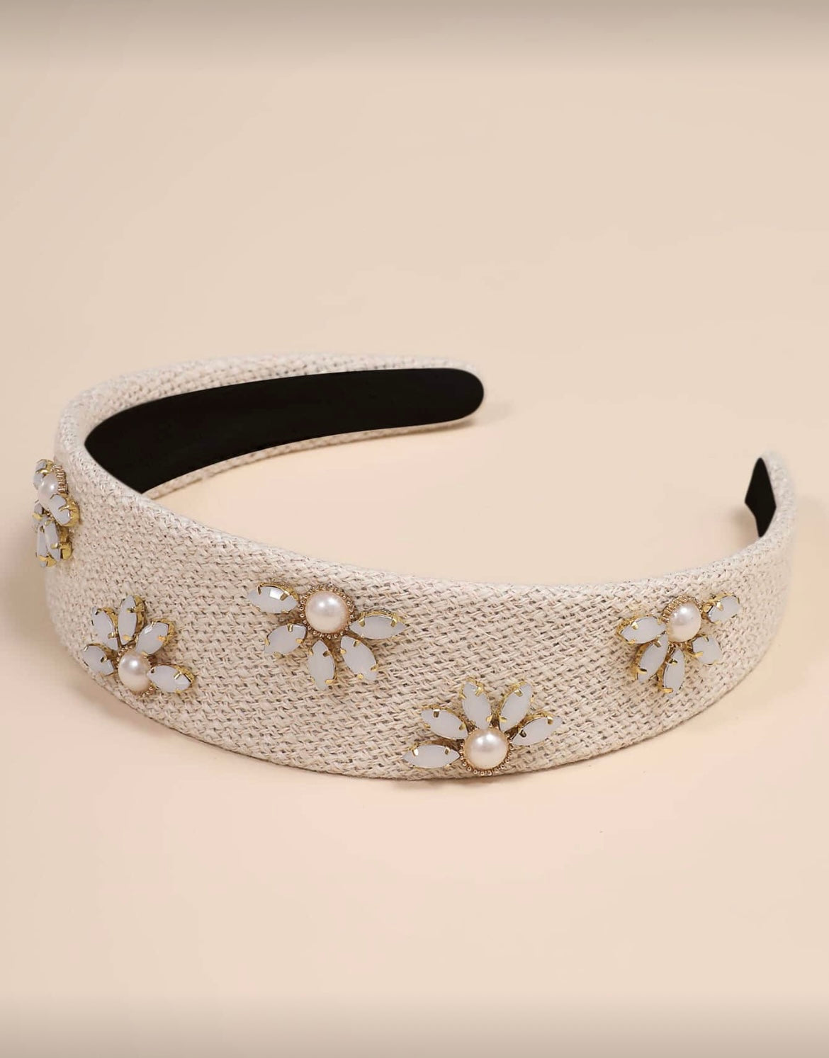 Beige Embellished Alice Band