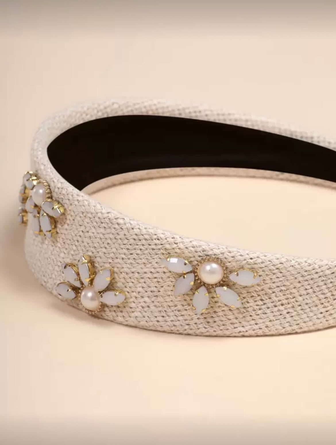 Beige Embellished Alice Band