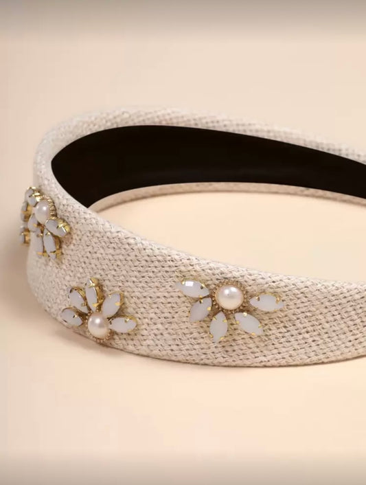 Beige Embellished Alice Band
