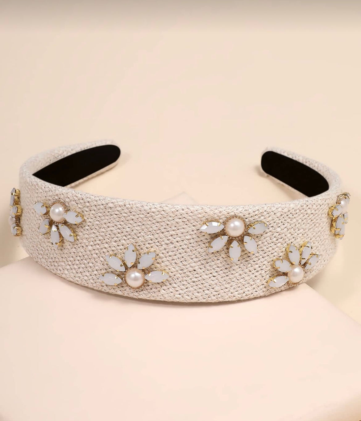 Beige Embellished Alice Band