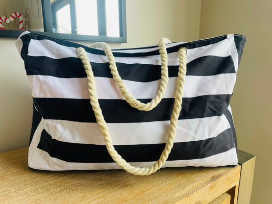 XL Black & White Beach Bag